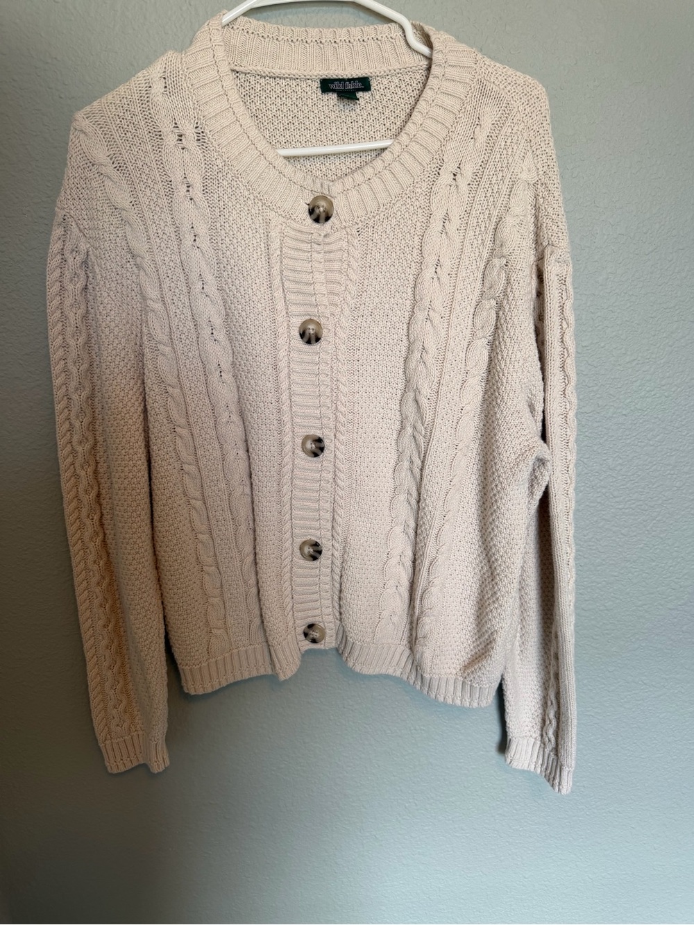 wild fable Cream Cable-Knit Button Cardigan
